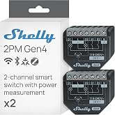 Shelly 2PM Gen4 &ndash; Shutter Switch Module with Matter Zigbee Wi-Fi 2 Channels 8A Electric Consumption Measurement Wireless Cont