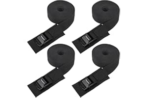 Ayaport Lashing Straps with Buckles Adjustable Cam Buckle Tie Down Cinch Strap for Packing Black 4 Pack (2.5CMx3.6M)