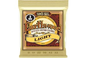 Ernie Ball Light Earthwood 80/20 Brons Akustiska Gitarrsträngar - 3-Pack 11-52 Gauge