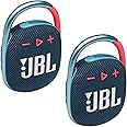 JBL 2 Pack Clip 4 Waterproof Wireless Audio Bluetooth Speaker Bundle (Blue Pink)