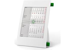 Truento 3-Monats-Tischkalender für 2 Jahre (2024 & 2025) - mit Drehmechanik - weiß/grün