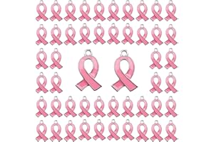 WANDIC Lot de 50 pendentifs en forme de ruban en alliage classique pour la sensibilisation pour la fabrication de bijoux