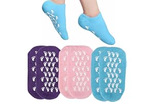 Yoosso 3 Pairs Moisturising Socks, Cotton Socks for Moisturising, Gel Socks for Women Moisture Socks for Moisturising Dry Feet Helps Repair Dry Cracked Skins and Softens Feet (Blue, Pink, Purple)