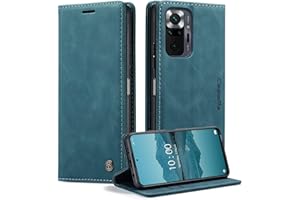 caseme Funda para Xiaomi Redmi Note 10 Pro/Note 10 Pro MAX Carcasa PU Cuero Flip Magnético Protección Fundas Móvil de Tapa Libro para Redmi Note 10 Pro/Note 10 Pro MAX - Azul-Verde