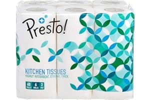 Amazon Brand - Presto! 2 Ply Kitchen Tissue/Towel Paper Roll, soft and highly absorbent - 6 Rolls (60 Pulls Per Roll, 360 She