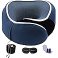 Primari Travel Neck Pillow for Sleeping – 100% Pure Memory Foam – Full 360° Neck Support – Machine Washable Sleeve – Travel Accessories in Gift Box