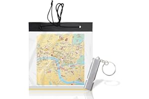 suaywo 31,5x28cm Bolsas Impermeables de Mapas de PVC y Silbato Emergencia, Estuche Impermeable de Mapas con Ventana Transparente y Correa de Cuello para Senderismo, Montañismo