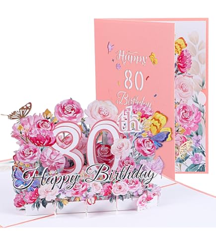 FALOGI Mum 80th Birthday Card, Happy 80th Birthday Mum Card, Mum 80 Year Old Birthday Gifts Ideas From Daughter Son - View #6