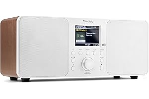 Audizio Genua Dab Radio Digital Dab con Bluetooth, Altavoz estéreo, Pantalla Color de 2,8», Radio FM, Mando a Distancia, Función Doble Alarma y Apagado, transmisión inalámbrica, en Color Blanco