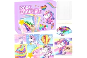 KIFHCMPR DIY Bastelset Kinder ab 4-10 Jahre,Basteln Mädchen 5 6 7 Jahre,Einhorn,Meerjungfrau,Eis,6 Stück DIY Set Poke Art Basteln Kinder,Kreativ Set für Kindergeburtstag Geburtztag Geschenk für 4-12 Jahre