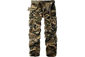 Jessie Kidden Men's Combat Camo Cargo Trousers Camouflage Army Military Tactical Work Pants
