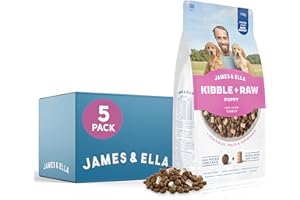 James & Ella Kibble + Raw Puppy Food - Free Run Turkey (5 x 1.5kg) ❘ Nutritious High Protein Kibble Combined with Freeze-Dried Raw Meat Nuggets, Contains Essential Oils & Minerals, Grain & Gluten Free