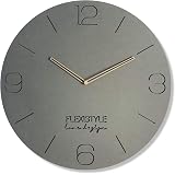 FLEXISTYLE Vintage Wanduhr Aus Metall – Schwarz, 50 Cm Durchmesser, Leiser Mechanismus, Made In EU