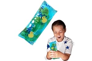 Wiggly Jiggly - Pond Life from Deluxebase. Anxiety Relief Water Snake Toy with Duck and Frog Figurines. Fidget Toy ideal for Autism Sensory Toy, ADHD Toys and Party Favours for Kids and Adults.