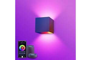 SNADER Smart WiFi LED Wall Light Indoor/Outdoor, 6 W RGB Colour Changing, Controllable via App/Voice Control, Adjustable Beam Angle Wall Light, Perfect for Indoor and Outdoor Areas, Living Room,