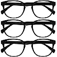 OPULIZE Pop Distance Glasses 3 Pack Short Sighted Fun Round Matt Frame Spring Hinges Scratch Resistant Black Mens Womens MMM2-1 -2.00