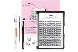 Glowing Win Ciglia Finte Ciuffetti Kit Extension Ciglia with pinzetta, lash bond and seal fai da te Mix 8-16mm 144PCS Individual Cluster Lashes Set Naturali Professionale Singole Cat Eye Eyelashes