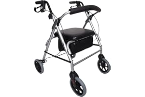Angel Mobility Ultralite Lightweight Folding Rollator Four Wheeled Walking Zimmer Frame with Seat and Brakes.