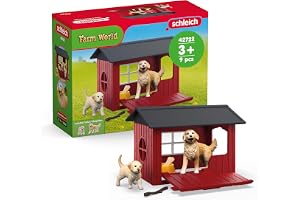 schleich FARM WORLD | Hundkoja med Golden Retriever-tik och valp 42722