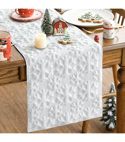 Runner da tavola in pelliccia sintetica moderno, natalizia, in pelliccia bianca, lavabile, decorazione natalizia, per Natale, matrimonio, casa, tavolo da pranzo, tavolo da toeletta, tavolino da caffè