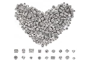 FOGAWA 200 Pezzi Accessori Pendenti in Argento Tibetano Perline Distanziali Distanziatori Accessori per Creazione Braccialetti Gioielli Bigiotteria Collane Fai da Te Perline Ciondoli
