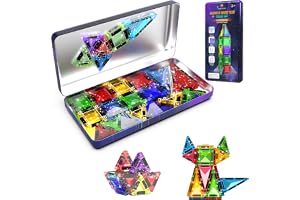 Desire Deluxe Micro Bloques Magnéticos de Construcción - Juguete Educativo Stem de Viaje para Niños, Juguete Sensorial Montessori Magnético para Niños y Niñas 3+ Años (28 Piezas – Brillo)