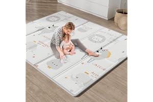 ZEEBABA Baby Play Mat, Foldable & Reversable Play Mat, 0.4" Thick Waterproof Foam Play Mat, Unicorn Baby Mat, Non-Toxic Foam Play Mat for Babies and Toddlers (59 * 71 Unicorn)