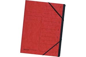 ‎EXACOMPTA Original Falken Premium Ordnungsmappe. Made in Germany. Aus extra starkem Colorspan-Karton DIN A4 7 Fächer und 2 Gummizüge mit Organisationsdruck rot Ringmappe Register-Mappe