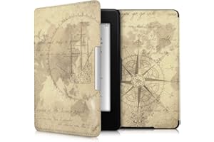 kwmobile Etui kompatybilne z Amazon Kindle Paperwhite – sztuczna skóra pokrowiec do czytnika e-booków (do modeli do 2017) – Travel Vintage brązowy jasnobrązowy