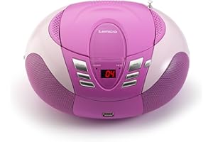 Lenco SCD-37 Radio AM/FM Portable avec Lecteur CD/mp3/wma Port USB Rose
