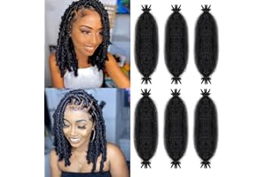 YCaeiou Springy Afro Twist Hair 10 Inch 6 Packs Pre-Separated Afro Twist Hair Natural Black Marley Twist Crochet Braiding Hair for Soft Locs Hair Synthetic Hair Extensions for Women (10Inch,1B)