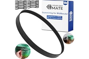 ‎YOUR DAY MATE Wymienny gumowy pierścień do koszy na śmieci, 12 szt, kompatybilny z koszami na śmieci WESCO z indywidualnym wkładem, 120 x 10 x 1,5 mm, w kolorze Czarnym, również do innych koszy na śmieci