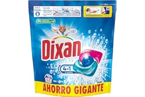 Dixan Total 4+1 Detergente en Cápsulas para Lavadora (52 lavados), jabón para ropa blanca y clara, limpieza, luminosidad y frescor en un detergente