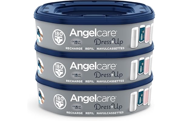 Angelcare - 3 Recharges Poubelle à Couches – Octogonale – Anti Odeur - Dress Up - Fabriqué en France