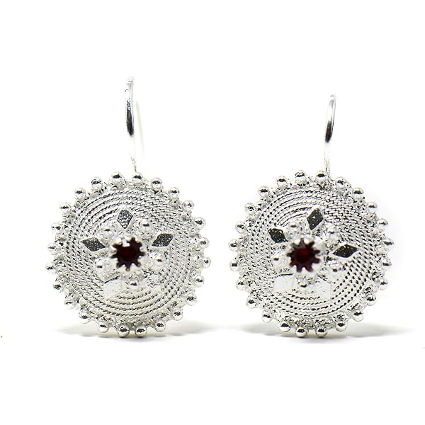 Orecchini donna sardi con pendente Pintadera sarda e Su Coccu in argento brunito Filu & Trama