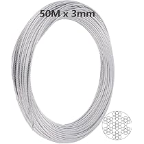 VEVOR Fune Metallica 3/16" Diametro 4,8mm Cavo In Acciaio Inox 304 - 9