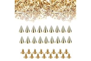 OHYER 100 Pezzi Rivetti Pelle Punk in Metallo Rivetti Conici con Vite Lega a Forma di Proiettile Borchie DIY Decorazione Borchie per Borse Pelle Cinture Scarpe Giacche Collana 7 × 10mm (Oro)