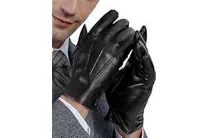 GSG SINCE 1998 Echtem Schaffell Lederhandschuhe Herren mit Futter Touchscreen Wolle Gefüttert Winter Handschuhe 1086