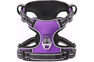 HEELE Pettorina Cane Taglia Piccola Riflettente Pettorina Addestramento Cani Anti Tiro con 2 Ganci in Metallo + Comodo Maniglia, Gilet per Cani Regolabile per Camminare, Porpora, S