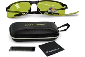 Saulmann® Spolaryzowane okulary noktowizyjne, ochrona przed promieniowaniem UV, ochrona przed oślepieniem, okulary do jazdy samochodem, ultralekki metalowy stelaż – SM6781, żółty