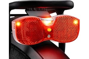 Feu Arrière de Vélo Zeekpowa avec Réflecteur Rouge Conforme STVZO pour Nuit - Montage Facile sur Porte-Bagages