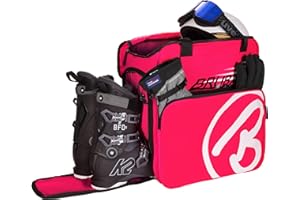 BRUBAKER ‘Super Champion’ - Série limitée - Sac à chaussures de ski, Sac casque, Sac à dos ski - Fuchsia fluo Blanc