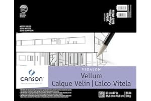 Canson Artist Series Vidalon Vellum Paper Pad, Translucent and Acid Free for Pencil, Ink and Markers, Fold Over, 55 Pound, 14 x 17 Inch, 50 Sheets, 0, 14"X17"