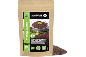 Alpi Nature Graines de Moutarde BIO Noire Brune 250g, bio Graine de Moutarde Brune Noire