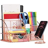 Aerb Schreibtisch Organizer mit Telefonständer, 6 Fächer - Schublade enthalten, Metall Mesh Schreibtisch Tidy Desktop…