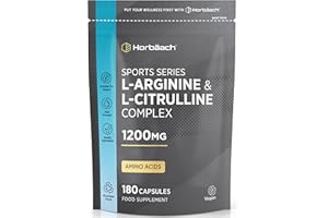 HORBÄACH L Arginine and L Citrulline 1200mg Capsules | 180 Count | Amino Acids | Supplements for Men and Women | Suitable for Vegans & Vegeterians | by Horbaach