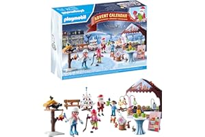 PLAYMOBIL Christmas 71472 Calendario de Adviento: Viaje al Mercado navideño, 24 sorpresas, Incluidas Cuatro Figuras, Calendario de Adviento 2024, Juguetes para niños y niñas a Partir de 4 años