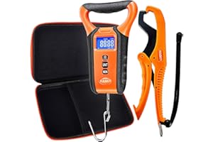 FULGATI Waterproof Digital Fish Scale Floating Fishing Scale with Lip Gripper, Fish Weighing Scales with LCD Display, Memory Storage & Summation, Carry Case Include-Fishing Gifts for Men