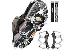 Unigear Raki do butów turystycznych, lodowe uchwyty śniegowe, kolce do lodów, trakcja, z antypoślizgowymi, 18 kolcami do chodzenia, joggingu, wspinaczki i wędrówek