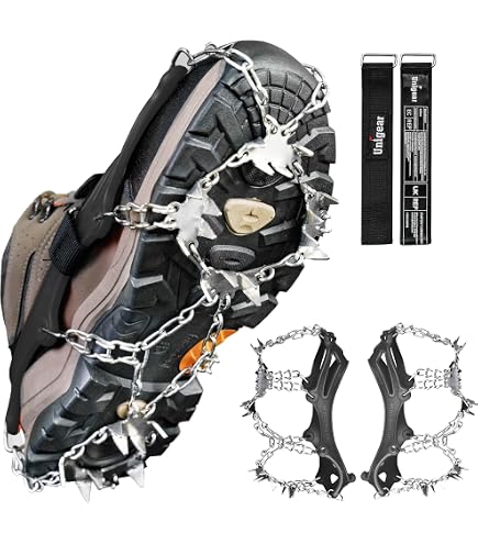Crampones Para Hielo Y Nieve TOVTLAN - 19 Puntas De Acero Inoxidable, Ajuste Universal Para Botas Y Zapatos